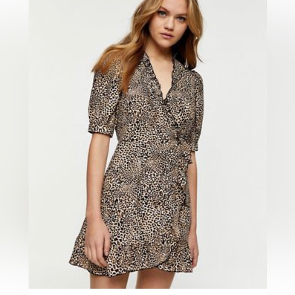 Topshop Animal Print Mini Wrap Dress